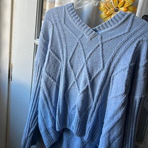 light blue hooded sweater